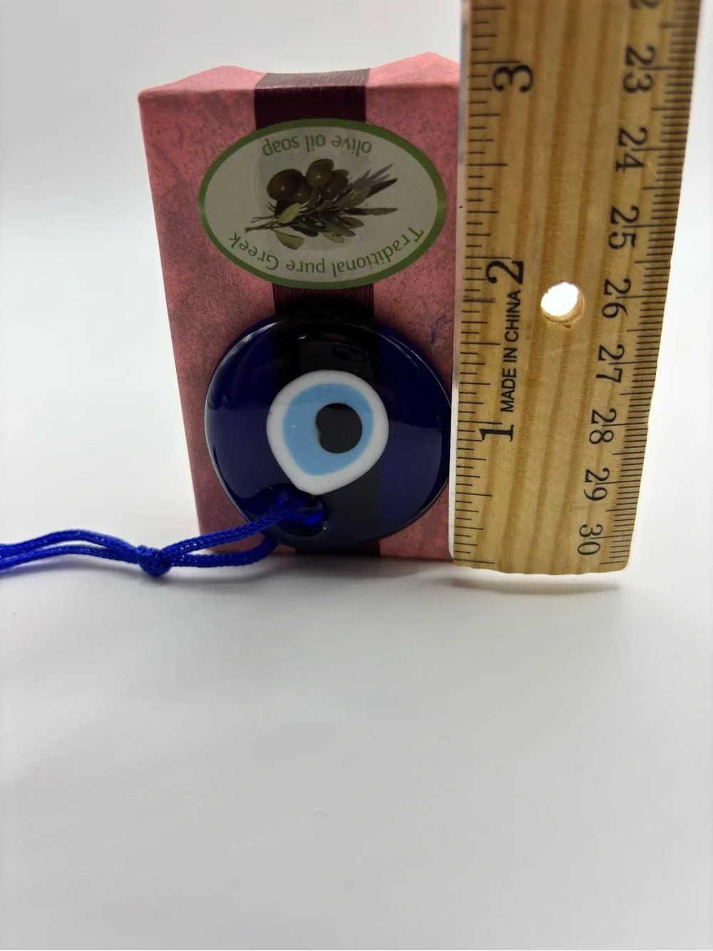 2Traditional Pure Greek Olive Oil Soap with Blue Turkish Evil Eye Charm Blue 2”